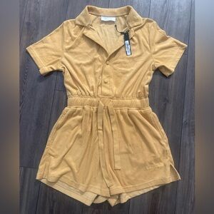 Mustard Short-Sleeve Terry Romper